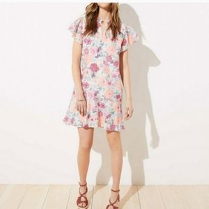 New LOFT Floral Flutter Flounce Dress Sz S Petite
